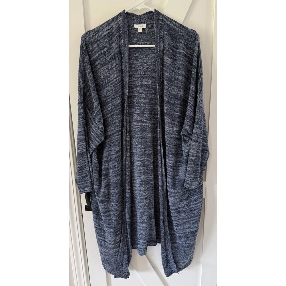 PURE J. JILL 3/4 Sleeve Open Cardigan Duster Linen Blend Blue COASTAL XL